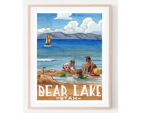 Bear Lake Travel Poster, Utah Vintage Wall Art