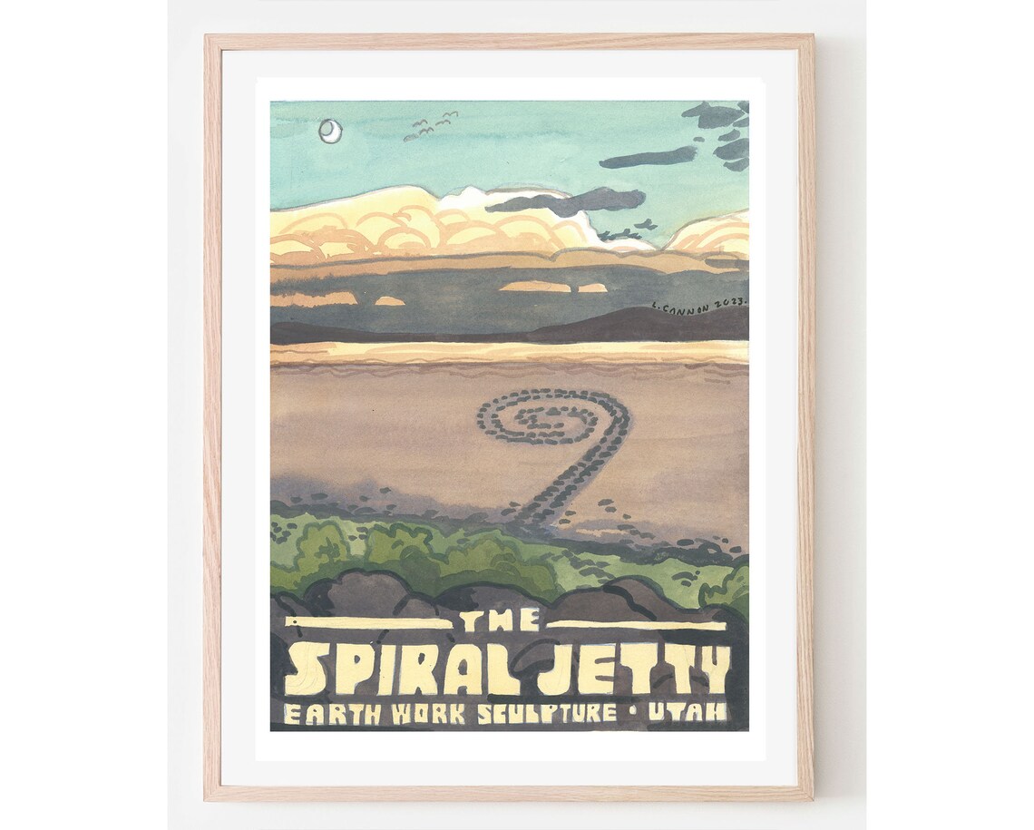Spiral Jetty Travel Poster, Vintage Utah Landscape