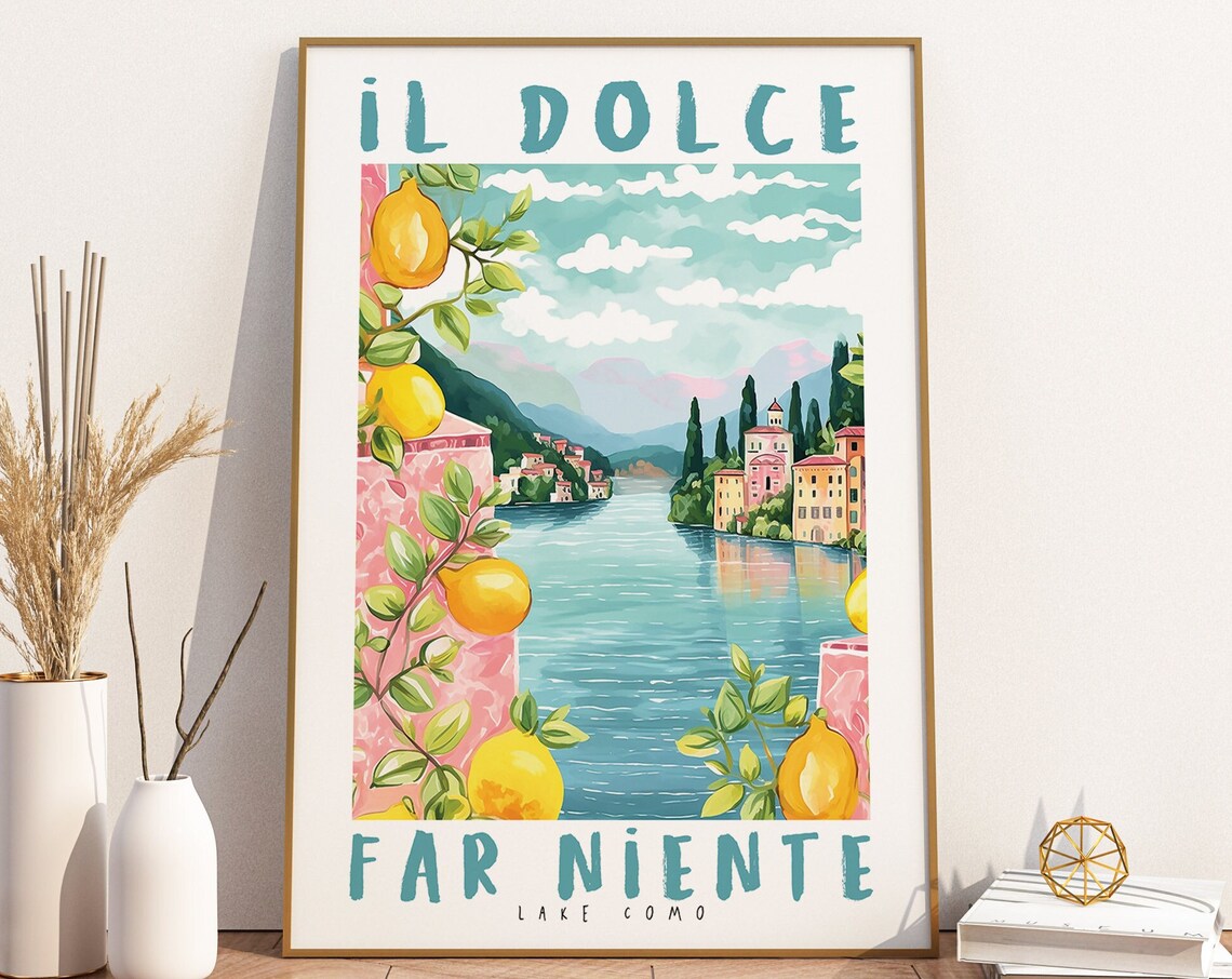 Dolce Far Niente Lake Como Italy Travel Poster