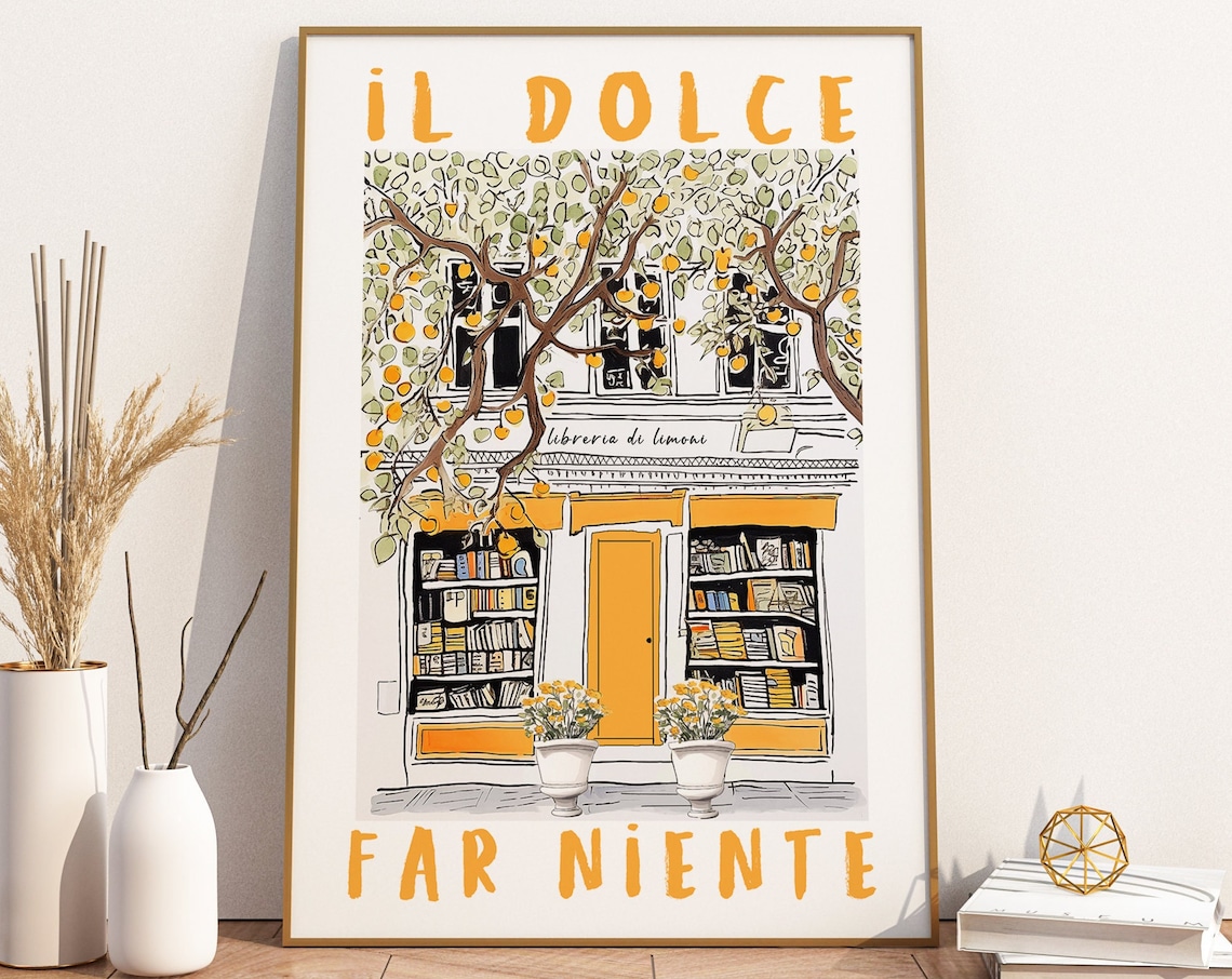 Dolce Far Niente Italian Bookshop Poster Print
