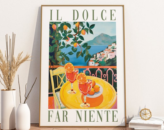 Dolce Far Niente Travel Poster, Retro Italian Art