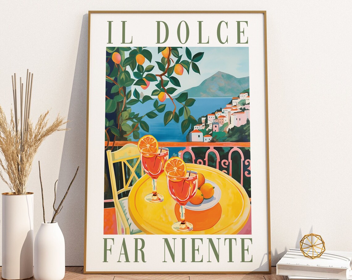 Dolce Far Niente Travel Poster, Retro Italian Art