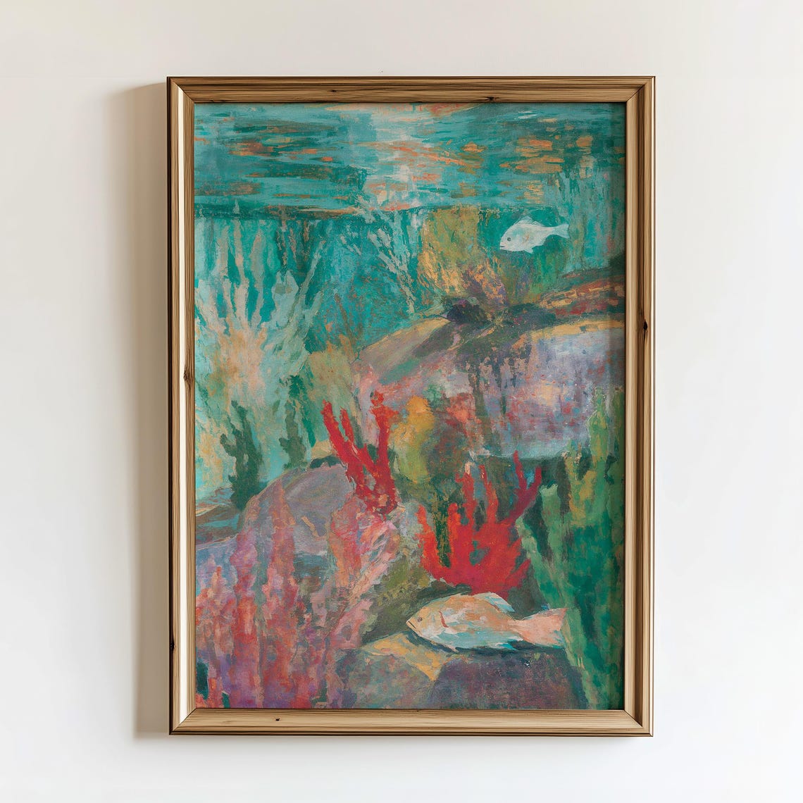 The Coral Reef Impressionist Underwater Seascape Print Fine Art Ocean Painting Colourful Coastal Decor Tropical Fish Wall