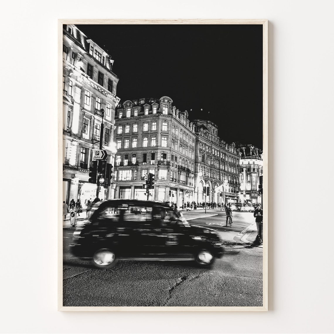 Soho London Print Black And White Night Wall Art Soho London Poster Uk Photography England Decor Europe Travel Art C19 259