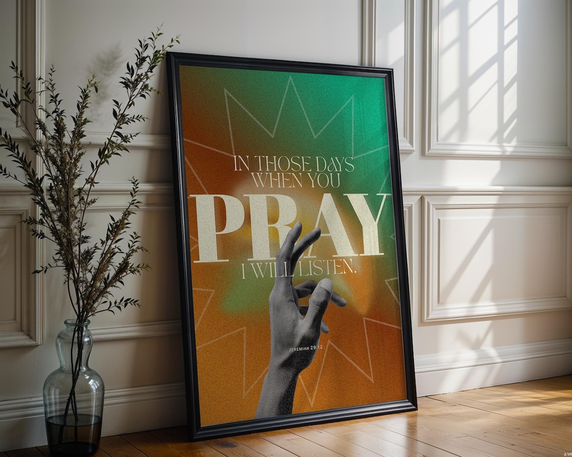 Jeremiah 29:12 Bible Verse Poster, Faith Room Decor