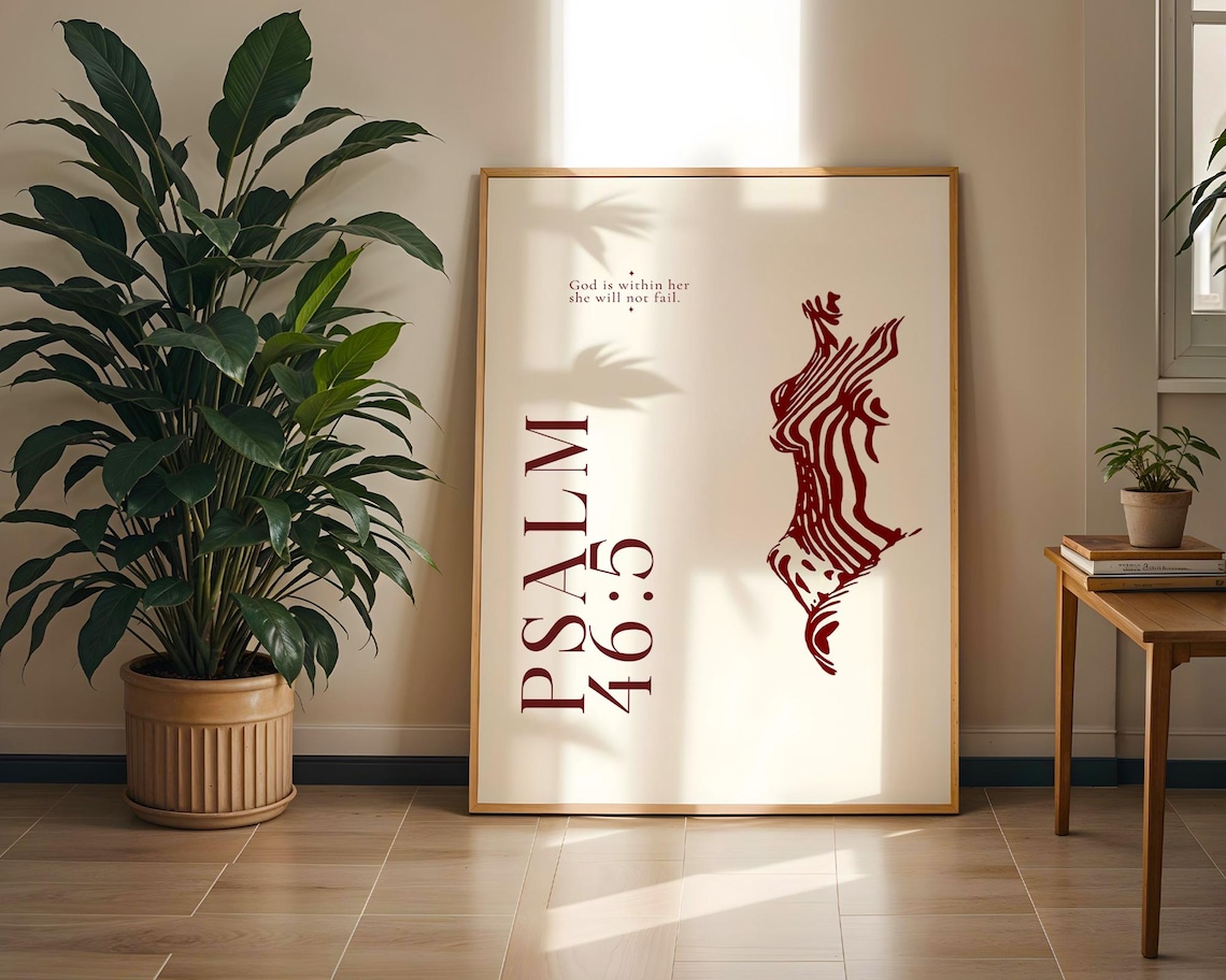 Psalm 46:5 Bible Verse Poster, Christian Wall Art