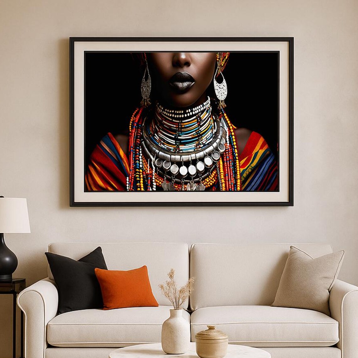 African Tribal Woman Boho Ethnic Portrait Art Print