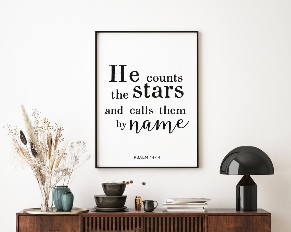 He Counts The Stars And Calls Them By Name Psalm 147 Scripture Poster