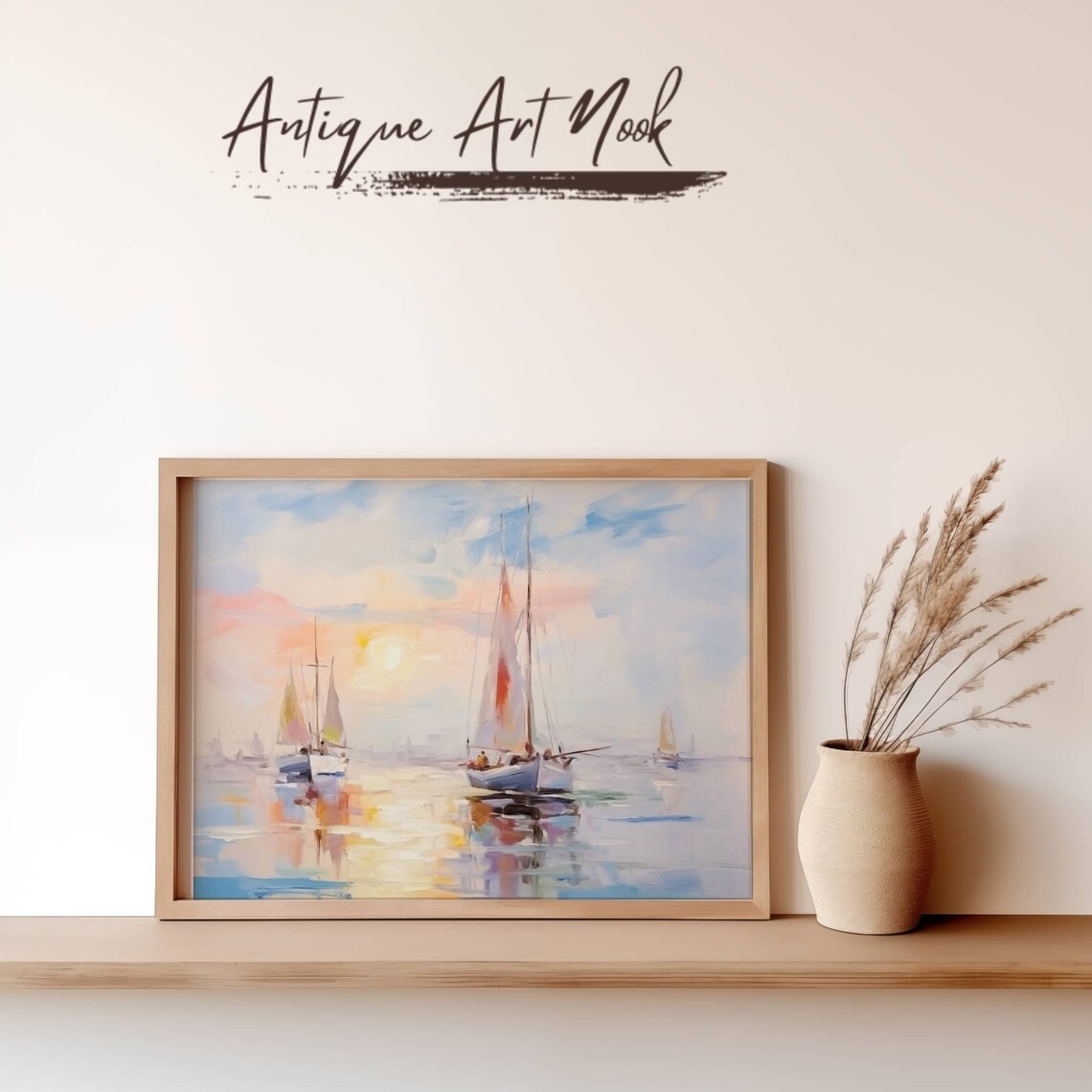 Seascape Sailing Boat Coastal Oil Painting - Image 3
