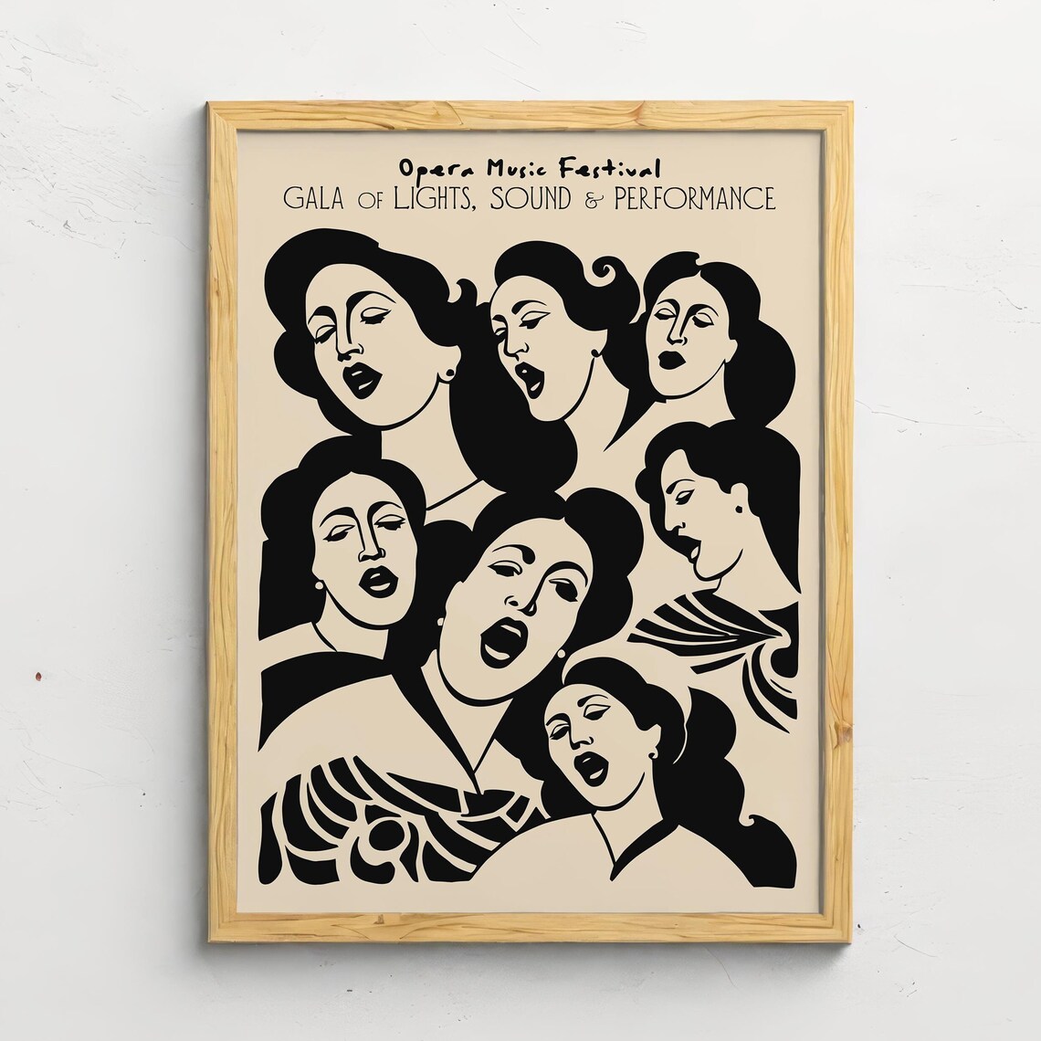 Opera Music Festival Gala Singers Poster In Black And Cream Art