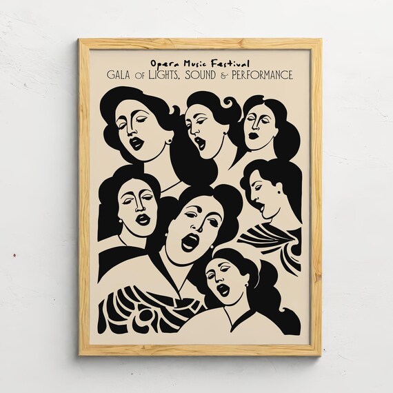 Opera Music Festival Gala Singers Poster In Black And Cream Art