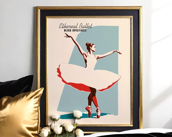 Ethereal Ballet Bliss Spectacle Ballerina Retro Dance Art Poster