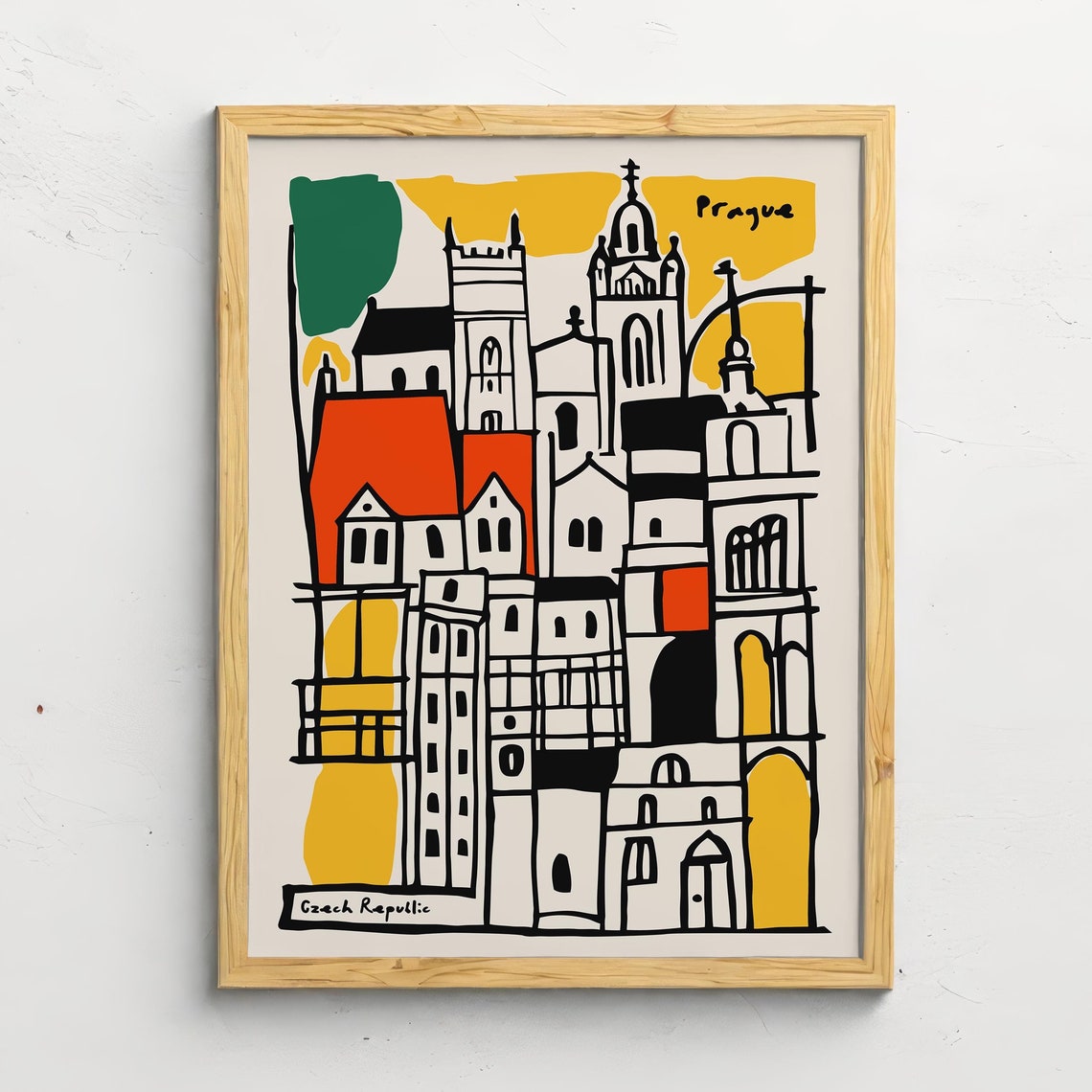Prague Czech Republic Colorful Old Town Skyline Travel Poster