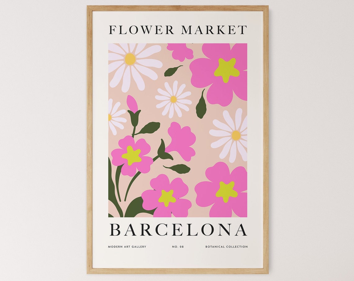 Flower Market Barcelona Art Print, Botanical Decor
