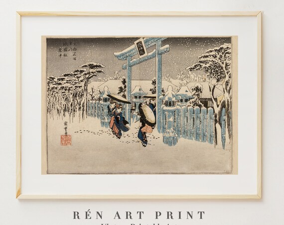 Japanese Shrine in Snow by Utagawa Hiroshige Woodblock Art Print