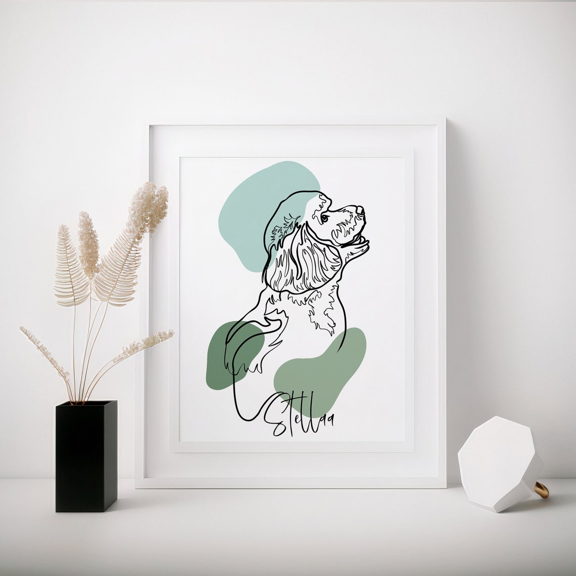 Murpy Happy Dog Line Art Pet Portrait Abstract Shapes Poster - Image 3