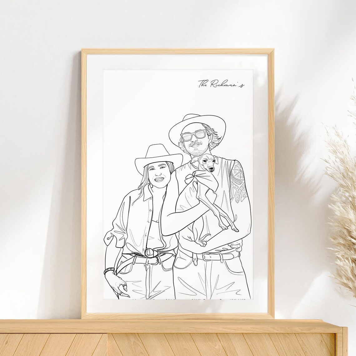 Custom Family Line Drawing Portrait, Christmas Gift Art Print - Image 3