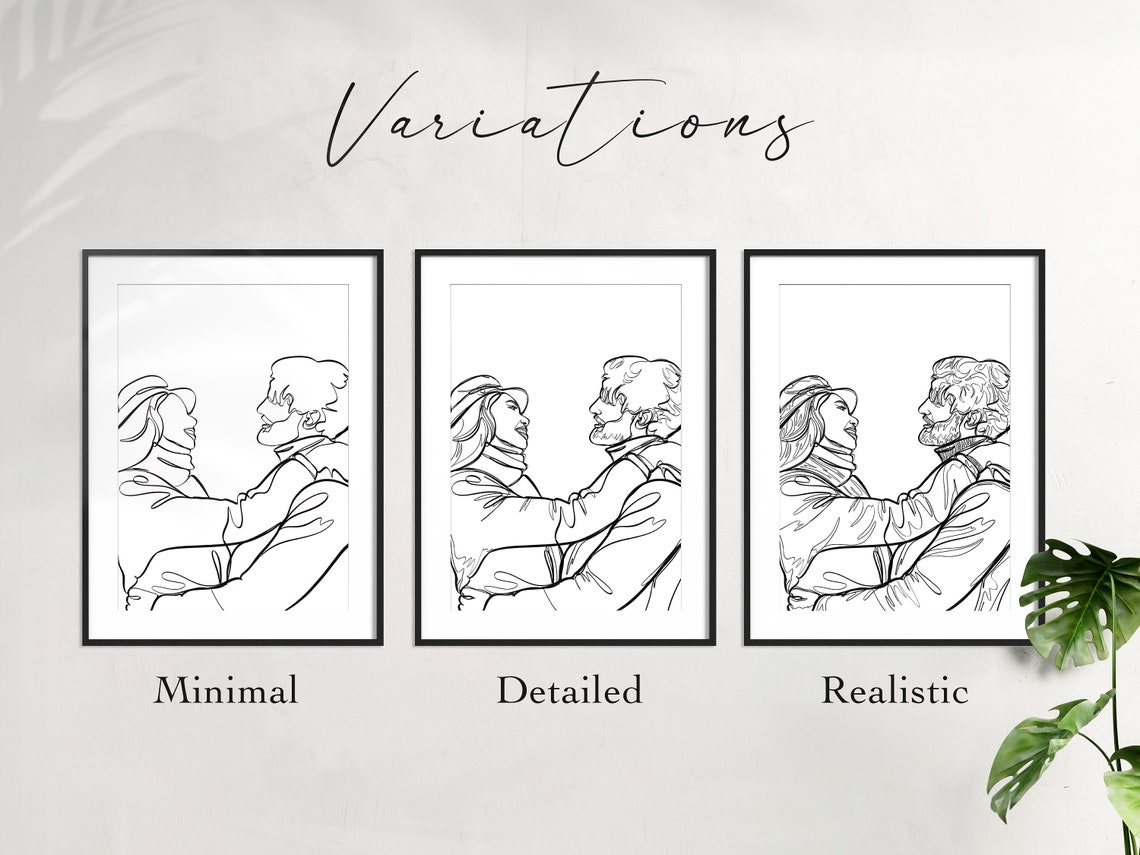 Custom Line Drawing Personalized Gift For Girlfriend Couple Painting From Photo Custom Portrait For Her Line Art - Image 2