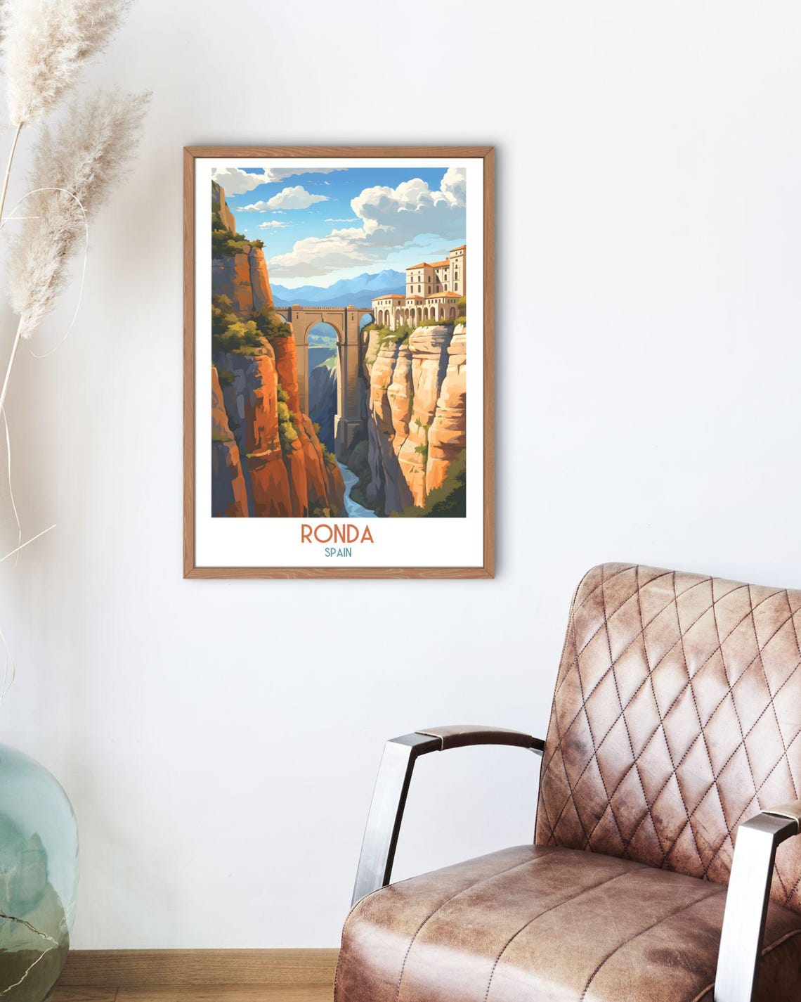 Ronda Spain Stone Bridge Spanning Deep River Gorge Travel Art Print - Image 2