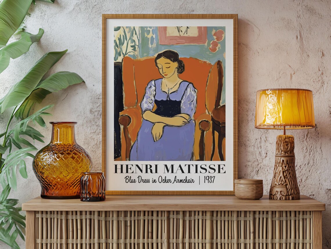 Henri Matisse Blue Dress in Ocher Armchair 1937 Portrait Poster - Image 2