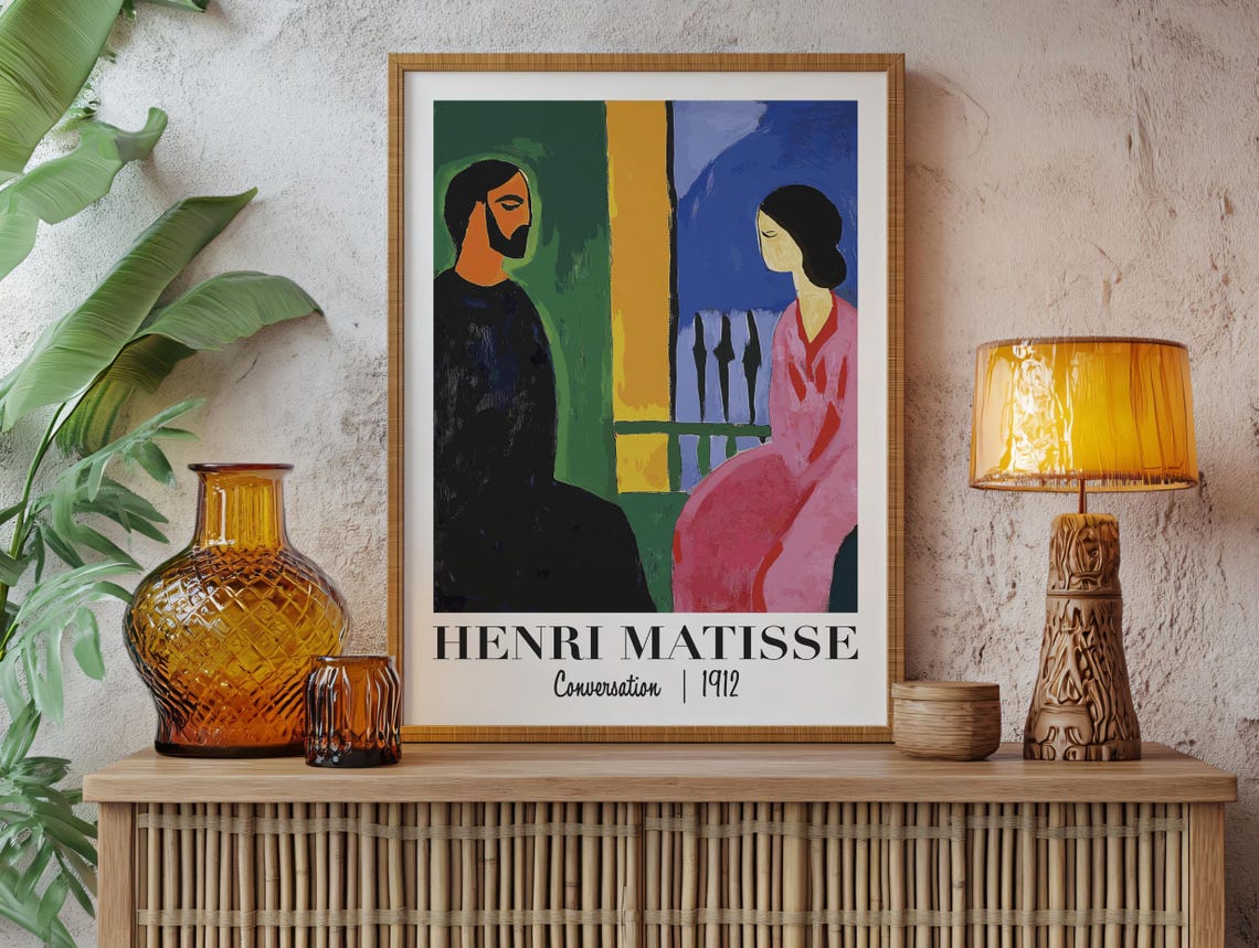 Henri Matisse Conversation 1912 Bold Colorful Couple Painting Poster - Image 2