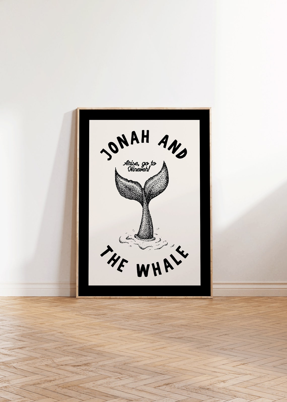 Jonah And The Whale Vintage Biblical Whale Tail Faith Poster - Image 4