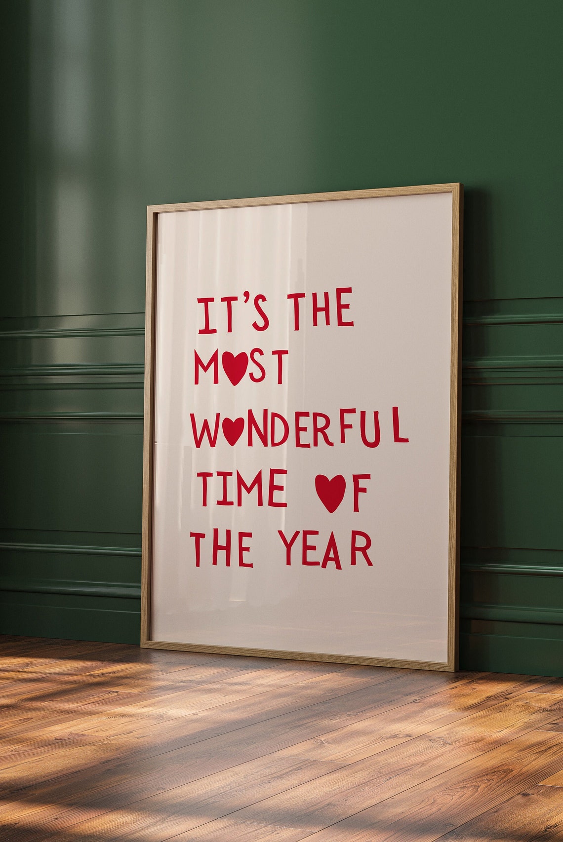 It's the Most Wonderful Time of the Year Red Heart Christmas Poster - Image 3