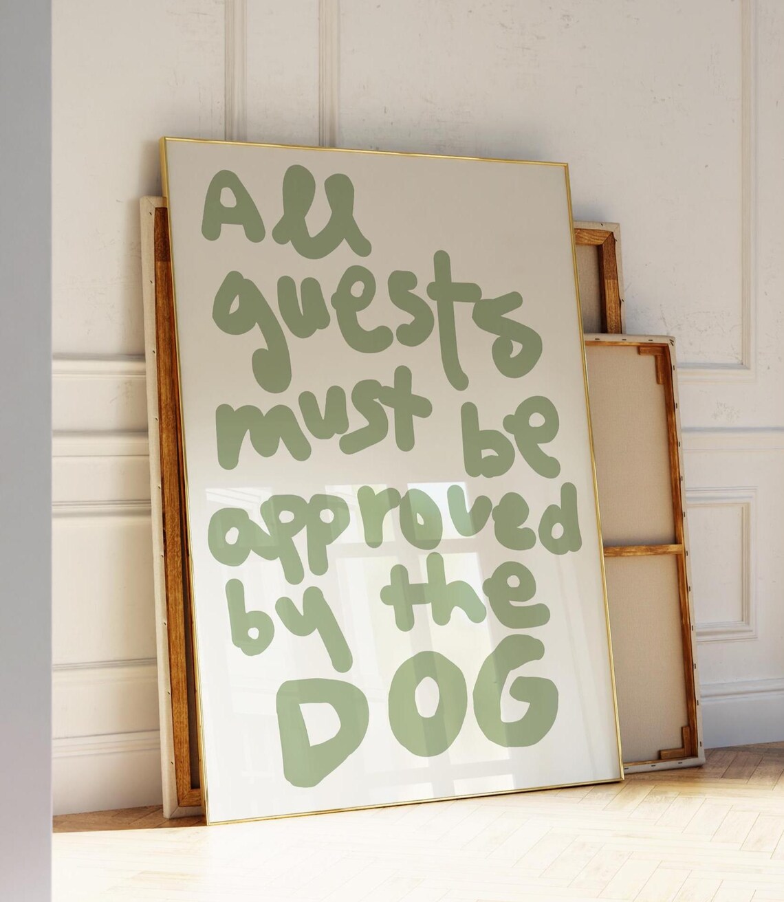 Funny Dog Quote Print, Sage Green Wall Art