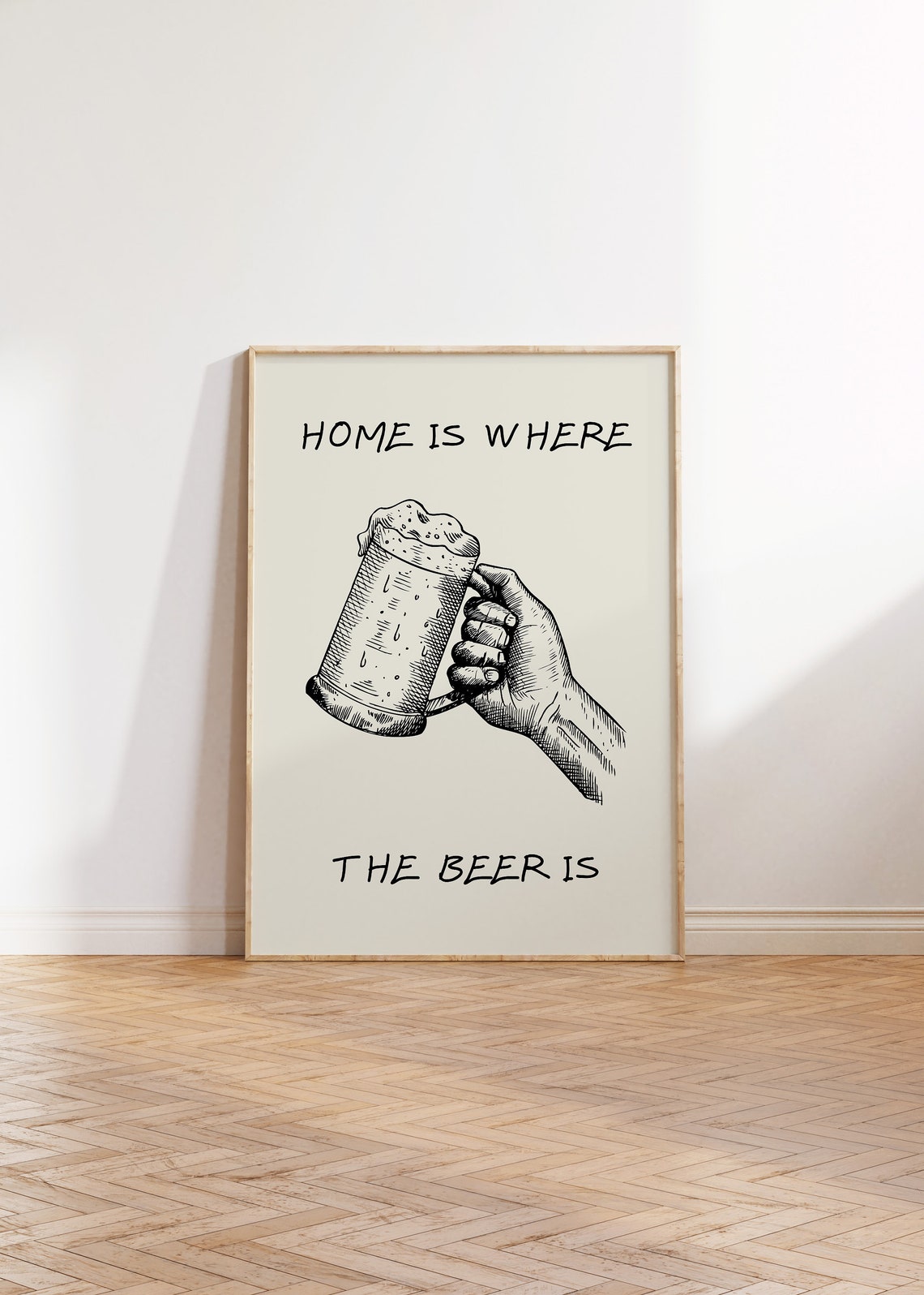 Home Is Where the Beer Is Vintage Beer Mug Sketch Bar Decor Poster - Image 3