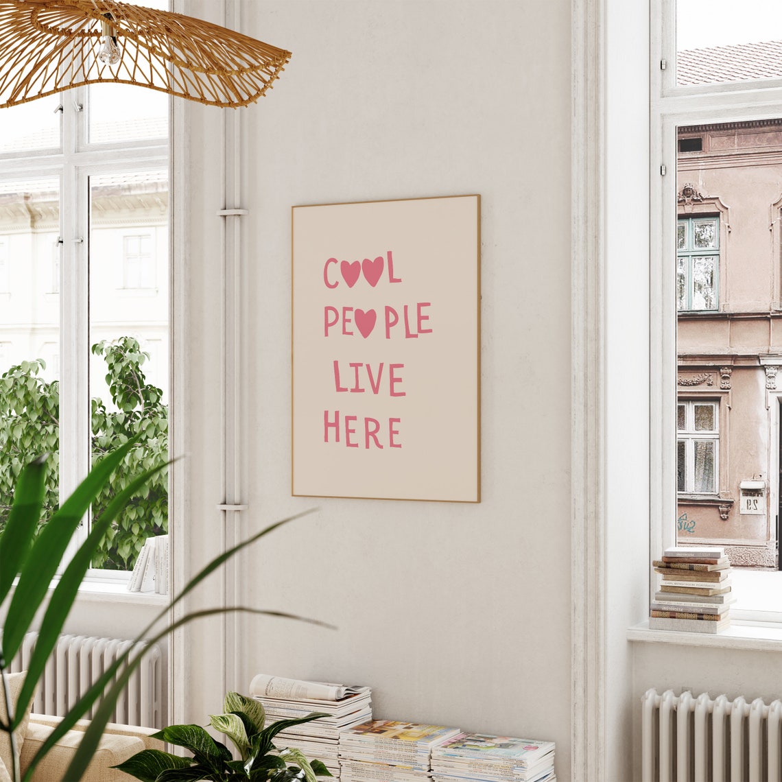 Cool People Live Here Pink Heart Typography Fun Quote Poster - Image 2