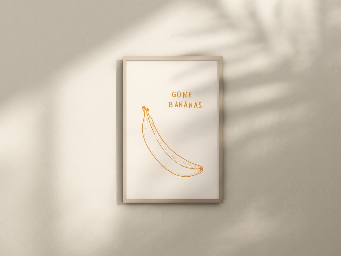 Gone Bananas Print Aesthetic Kitchen Decor Funny Banana Art Kitchen Wall Art Print Minimalist Fruit Print 1 Print - Image 3
