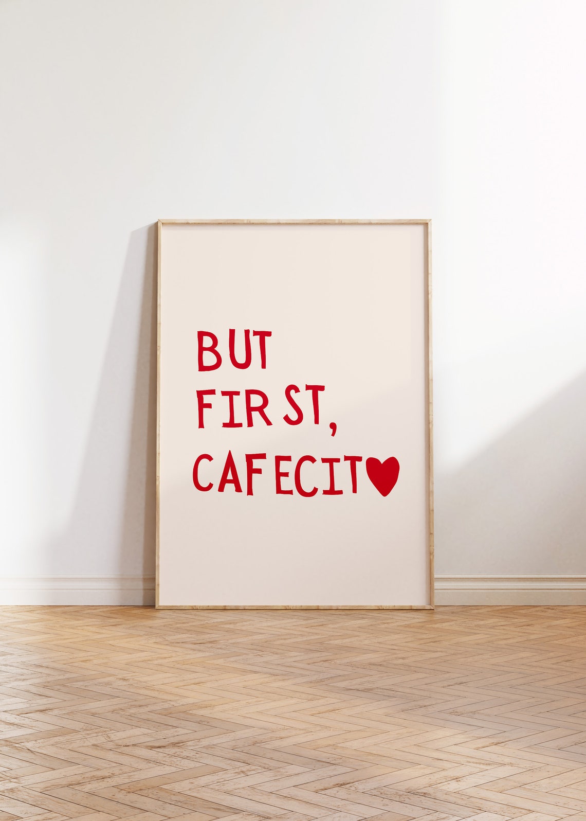 But First Cafecito Red Heart Coffee Typography Kitchen Poster - Image 3