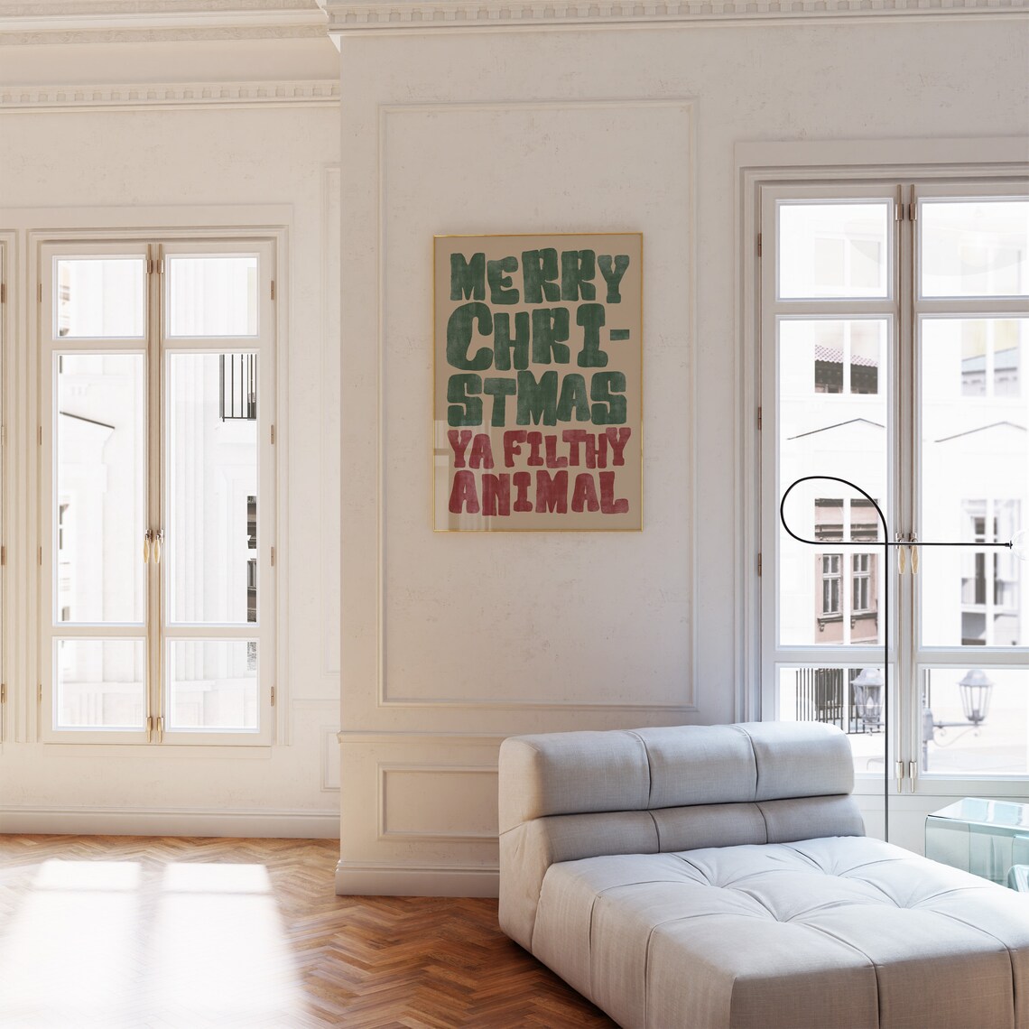 Vintage Merry Christmas Typography Art Print - Image 2