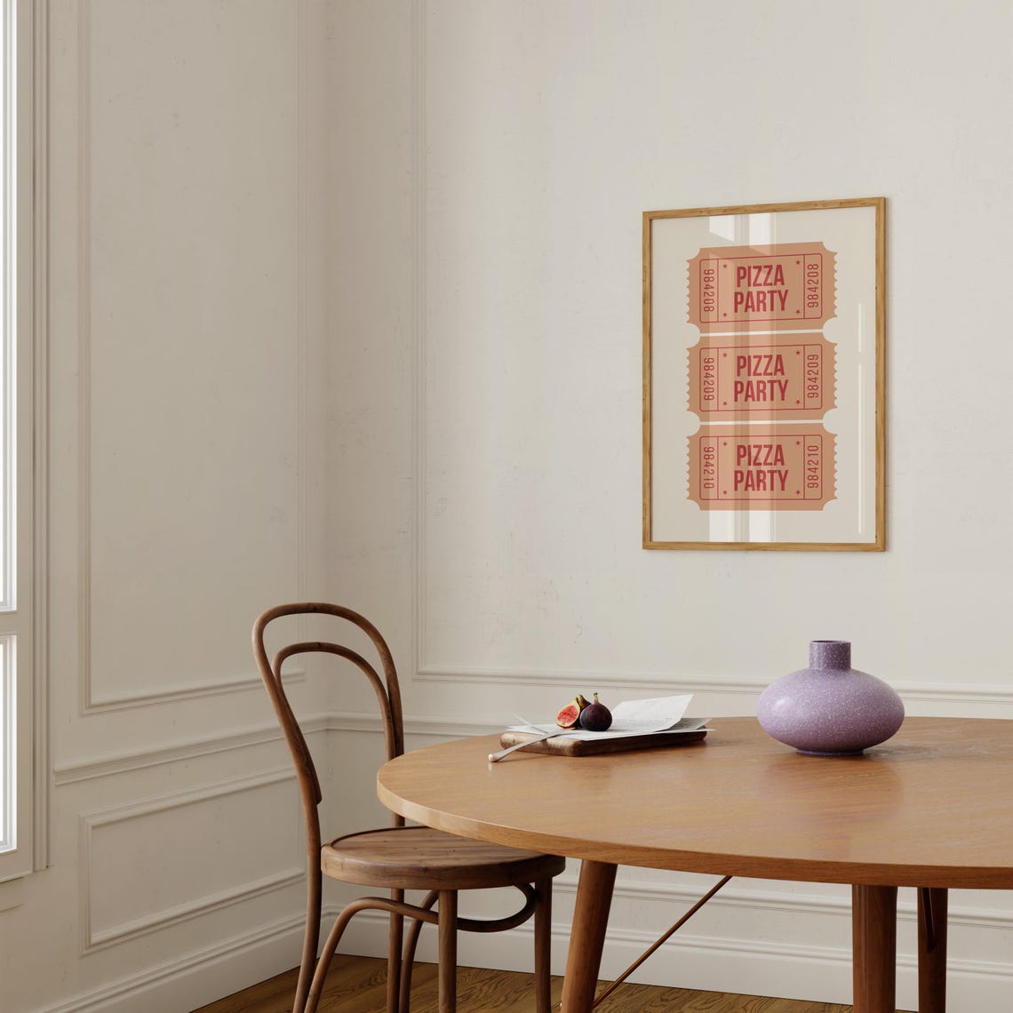 Pizza Party Admit Ticket Stubs Retro Red Kitchen Decor Poster - Image 3