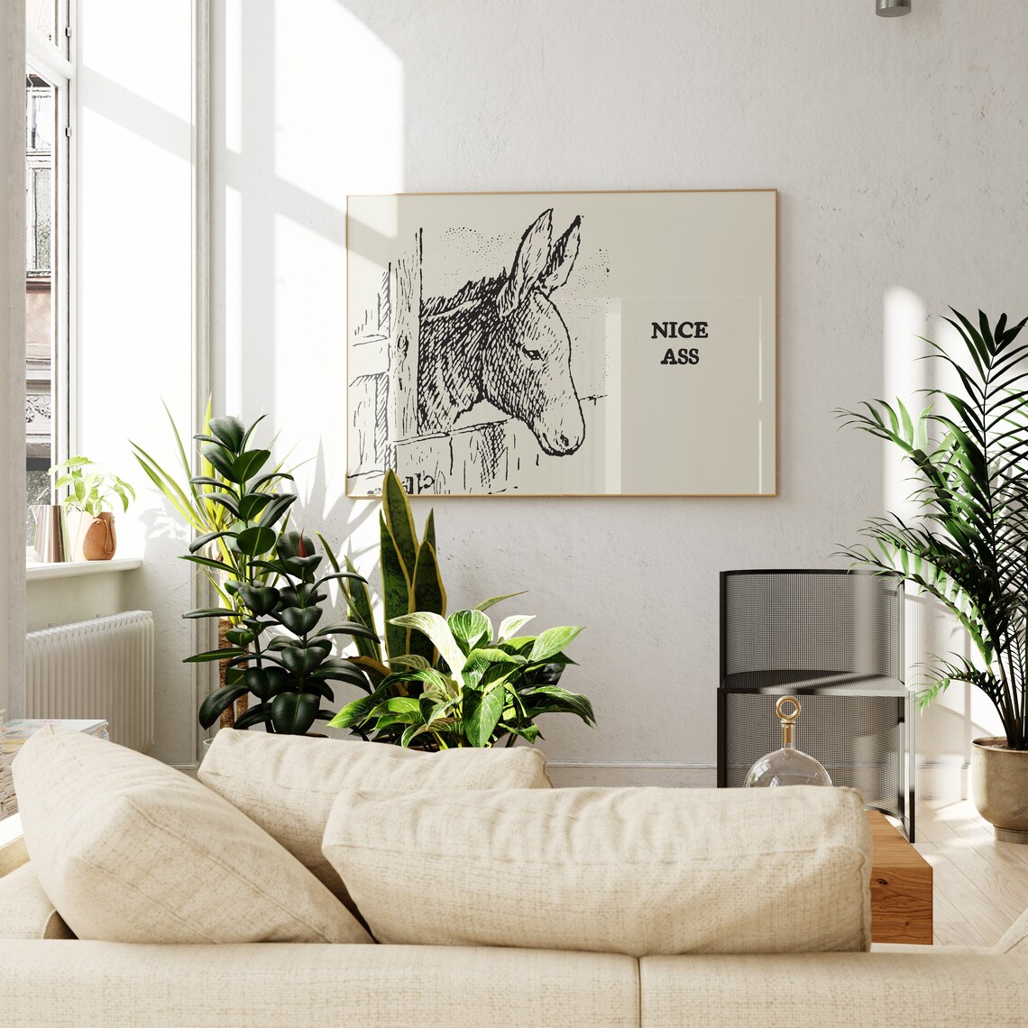 Vintage Donkey Bathroom Art Print, Minimalist - Image 4