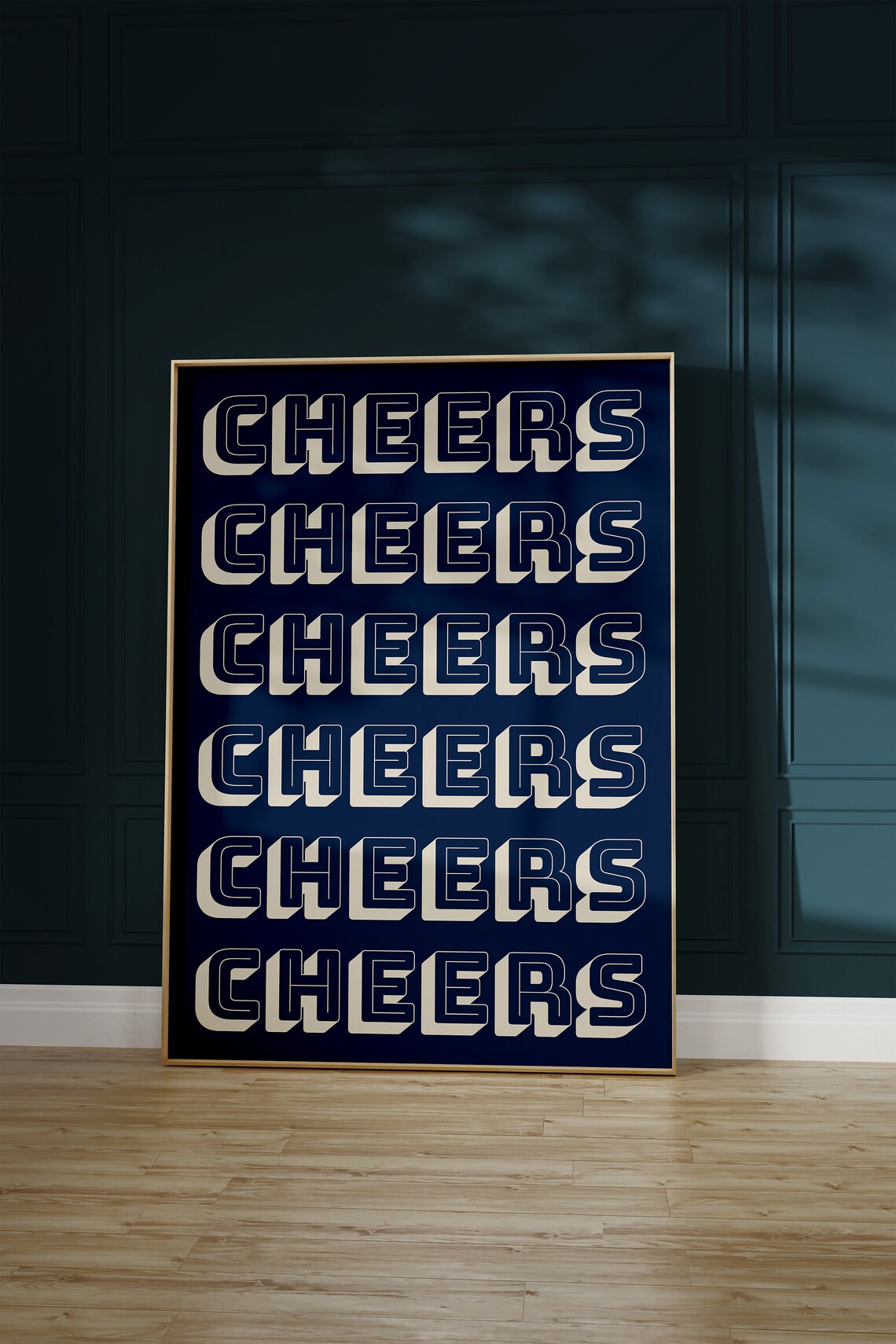 Cheers Print Bar Cart Wall Art Vintage Bar Cart Poster Bar Print Blue Bar Art Retro Bar Cart Decor Cheers Sign 1 Print - Image 2