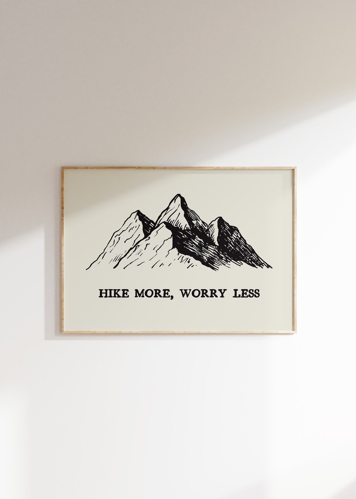 Hike More Worry Less Mountain Sketch Vintage Hiker Quote Poster - Image 4
