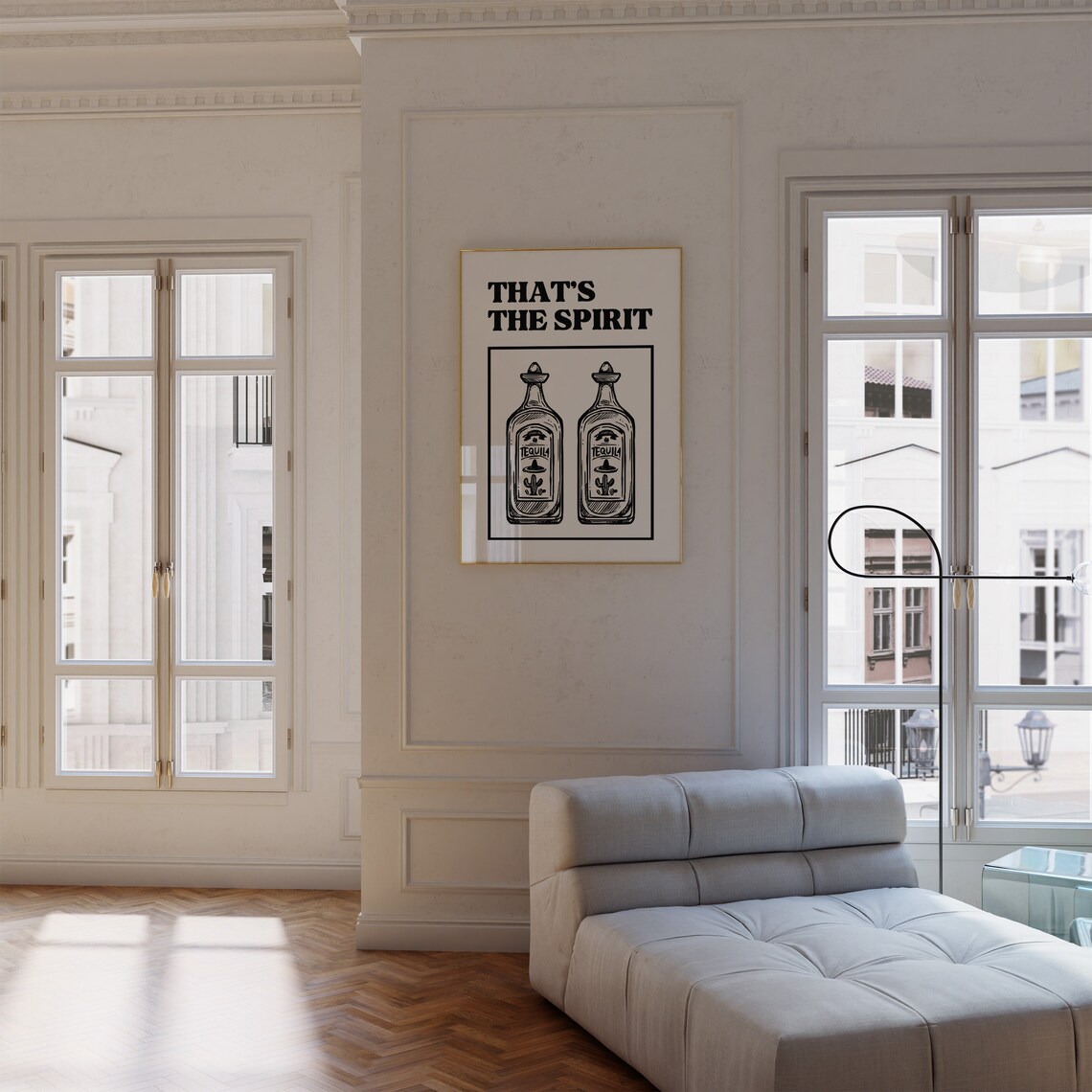 Thats The Spirit Twin Tequila Bottles Bold Black Bar Decor Poster - Image 4