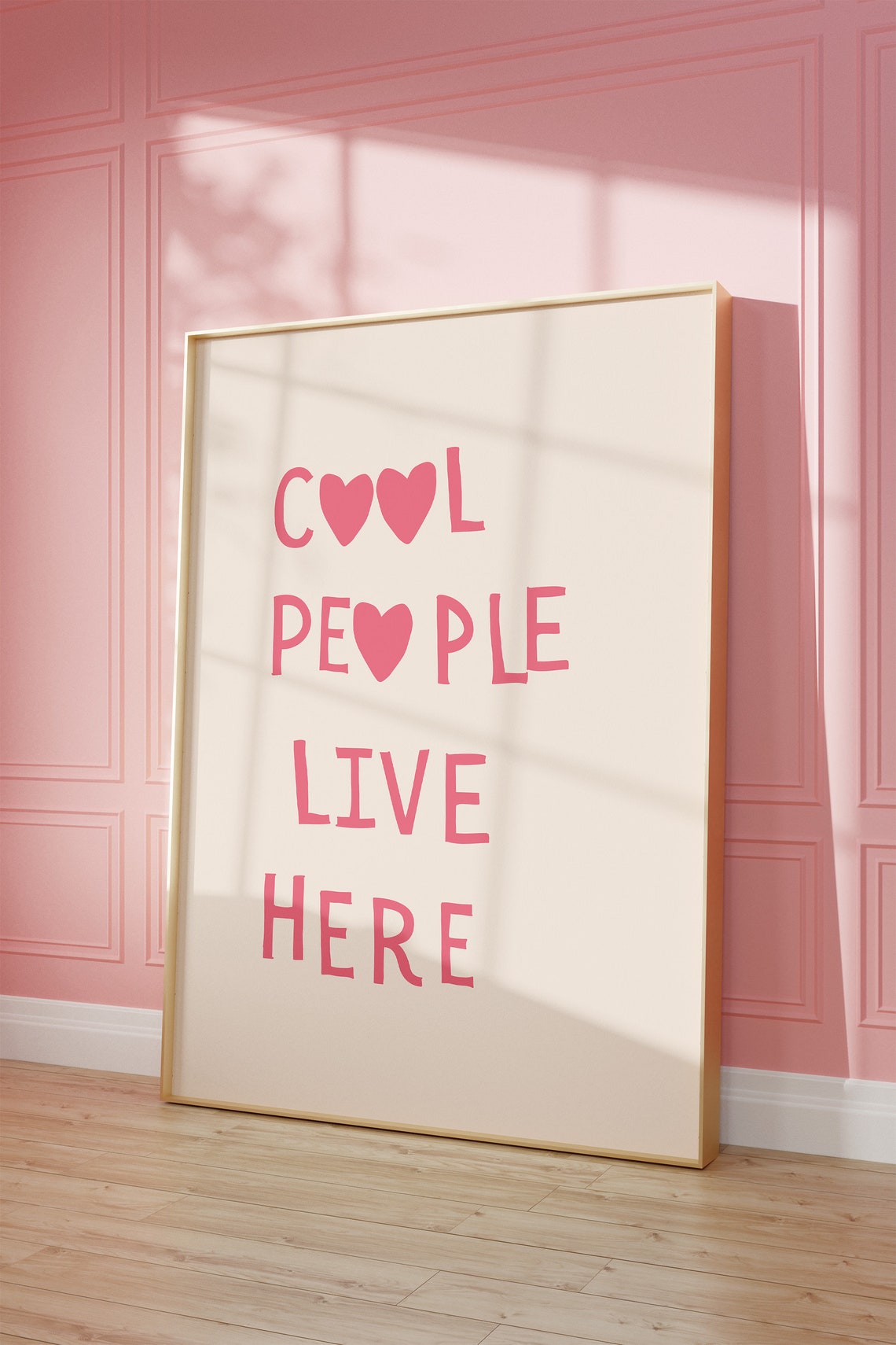Cool People Live Here Pink Heart Typography Fun Quote Poster - Image 3