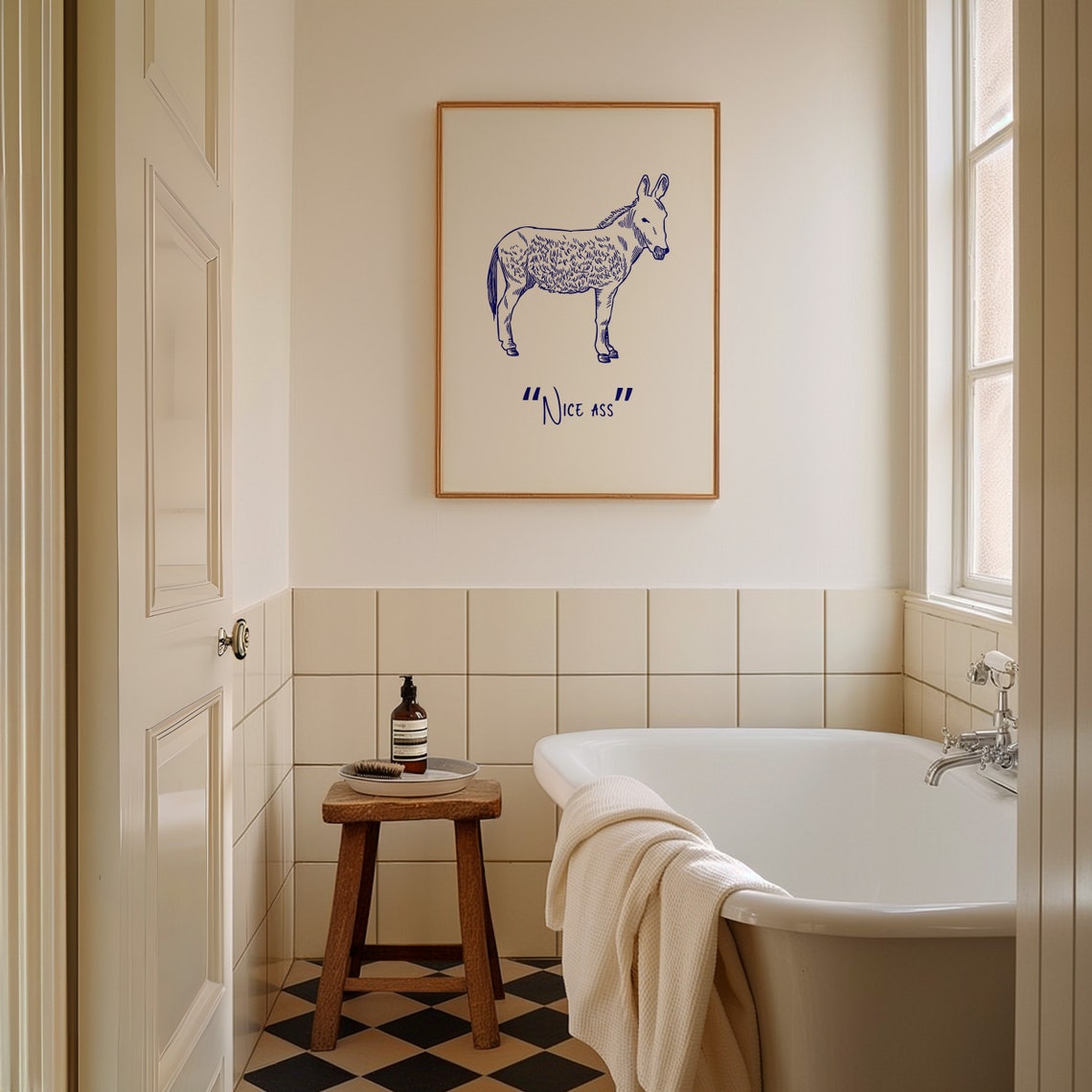 Nice Ass Funny Donkey Illustration Humorous Bathroom Wall Decor Print - Image 2