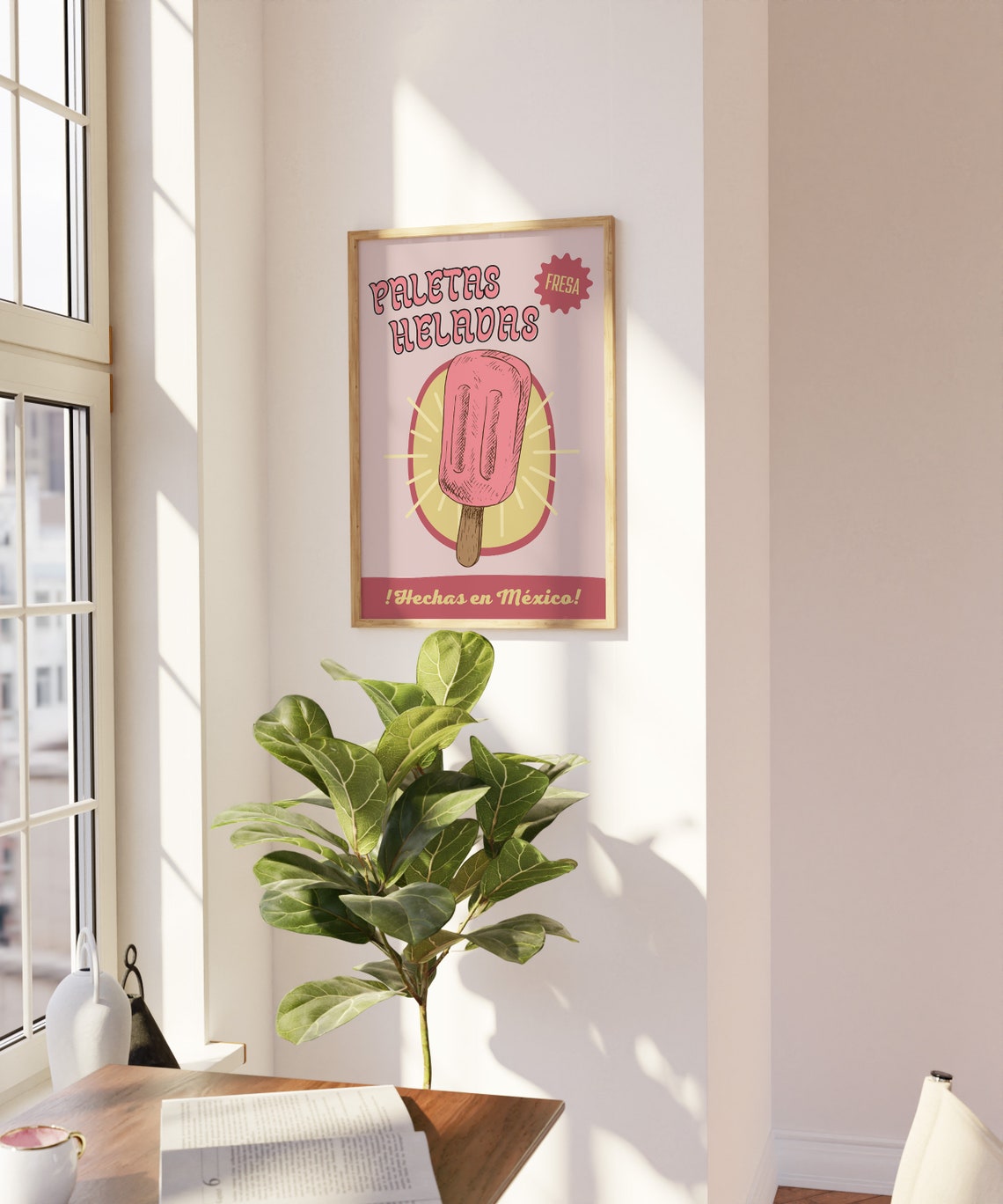 Paletas Heladas Fresa Retro Mexican Popsicle Kitchen Decor Poster - Image 2