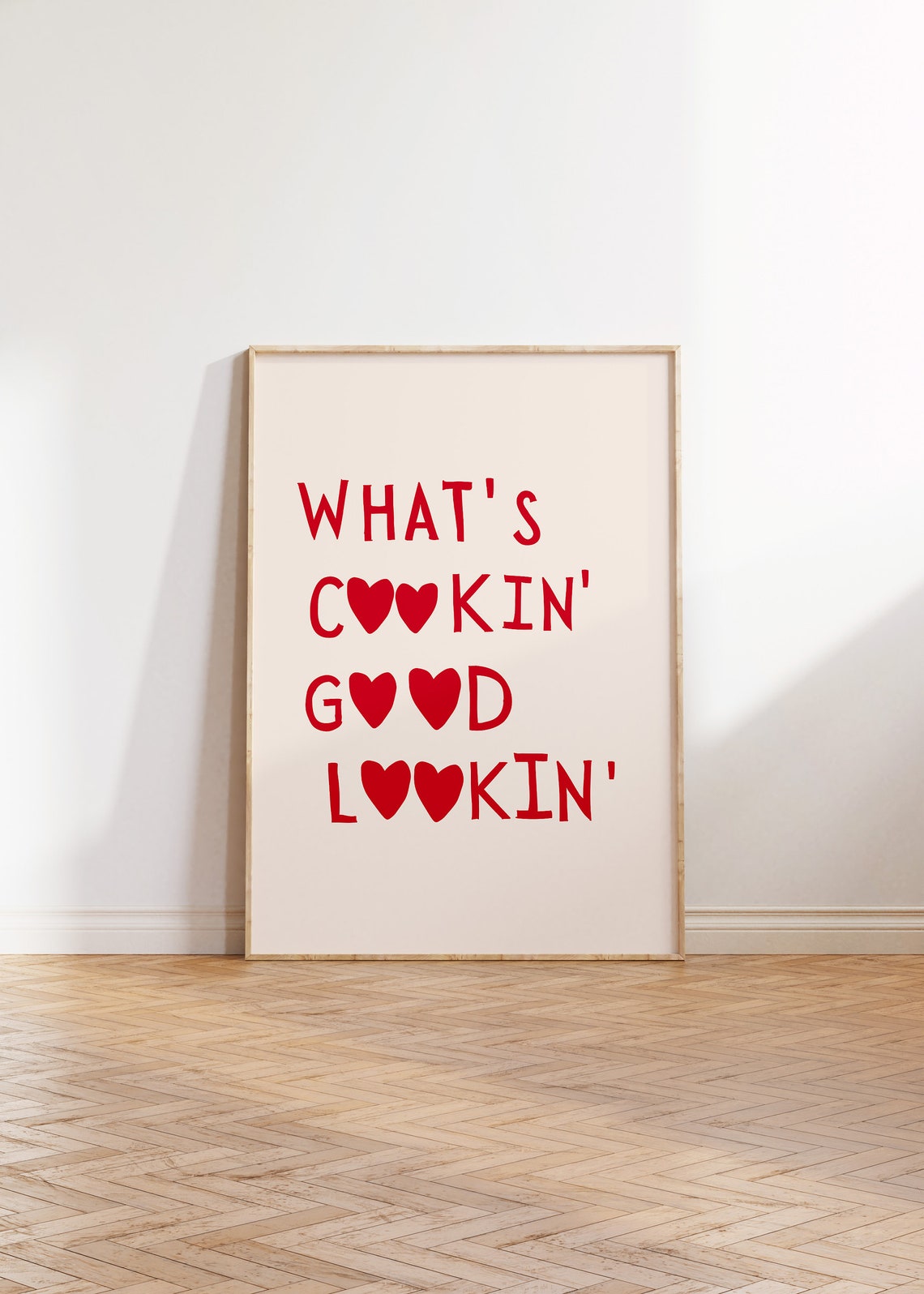 Whats Cookin Good Lookin Red Hearts Typography Kitchen Print - Image 3
