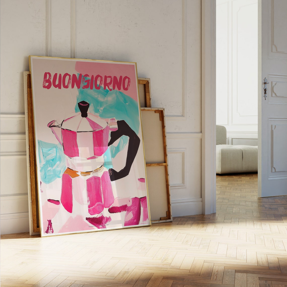 Moka Pot Painting Poster Buongiorno Poster Italian Coffee Poster Bar Cart Decor Coffee Print Coffee Shop Poster Retro Coffee House Poster - Image 5
