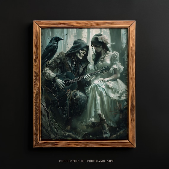 Grim Reaper Guitar Serenade Gothic Romance Dark Fantasy Poster