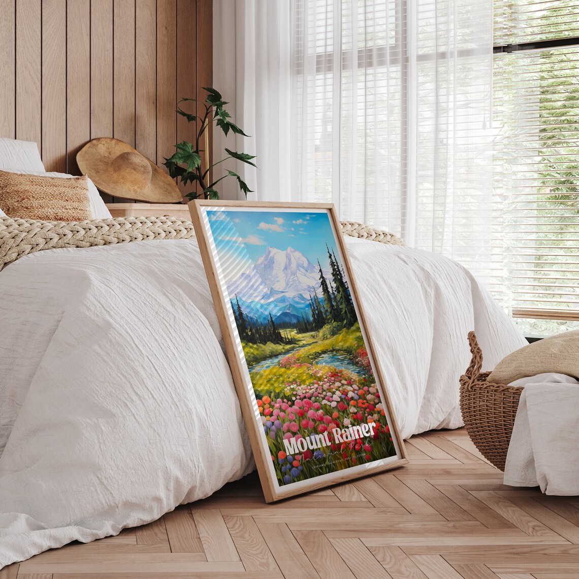 Mount Rainier National Park Wildflower Meadow Vintage Travel Poster - Image 4