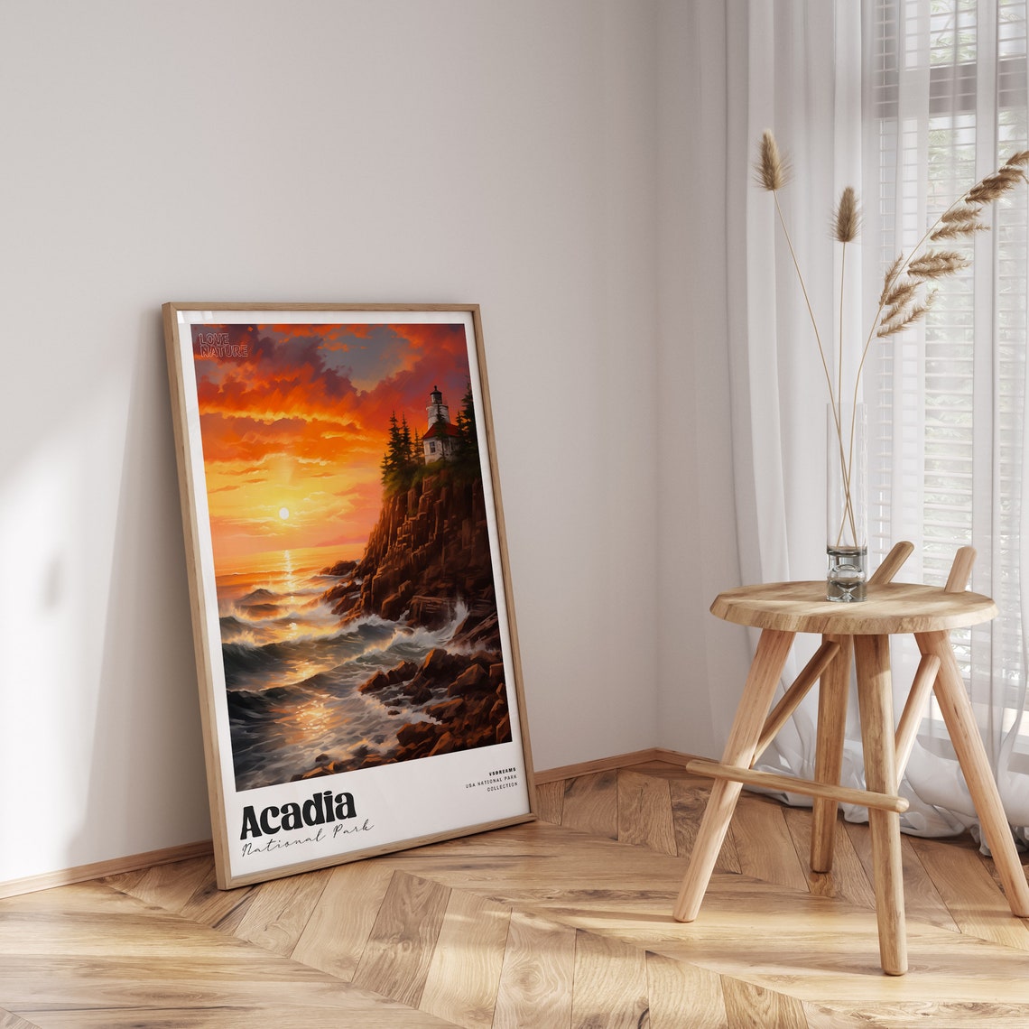Acadia National Park Lighthouse Sunset Coast Ocean Love Nature Poster - Image 2