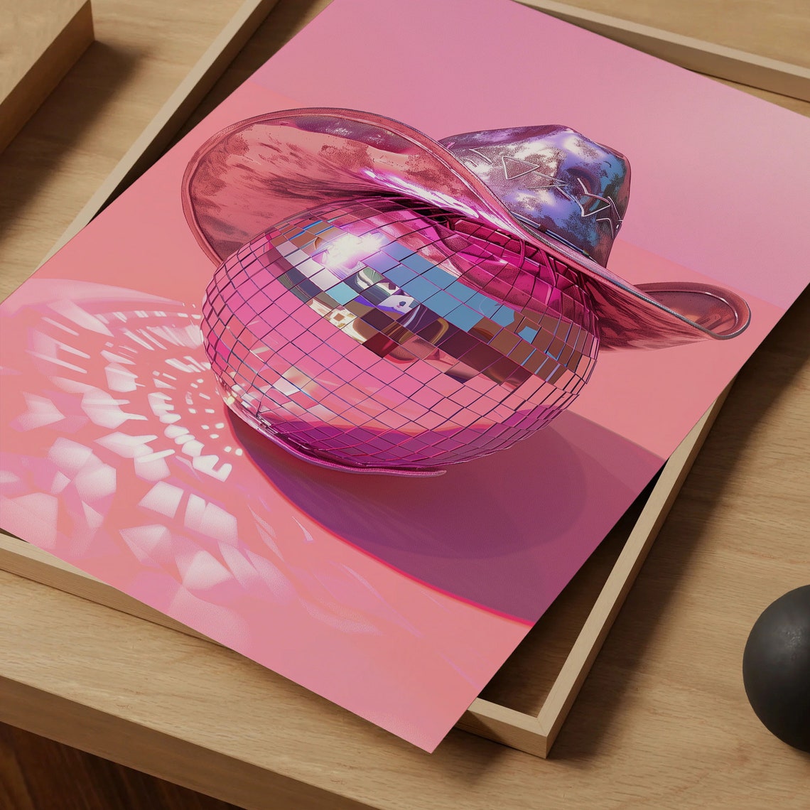 Pink Disco Ball Cowboy Hat Retro Western Glam Party Decor Poster - Image 5