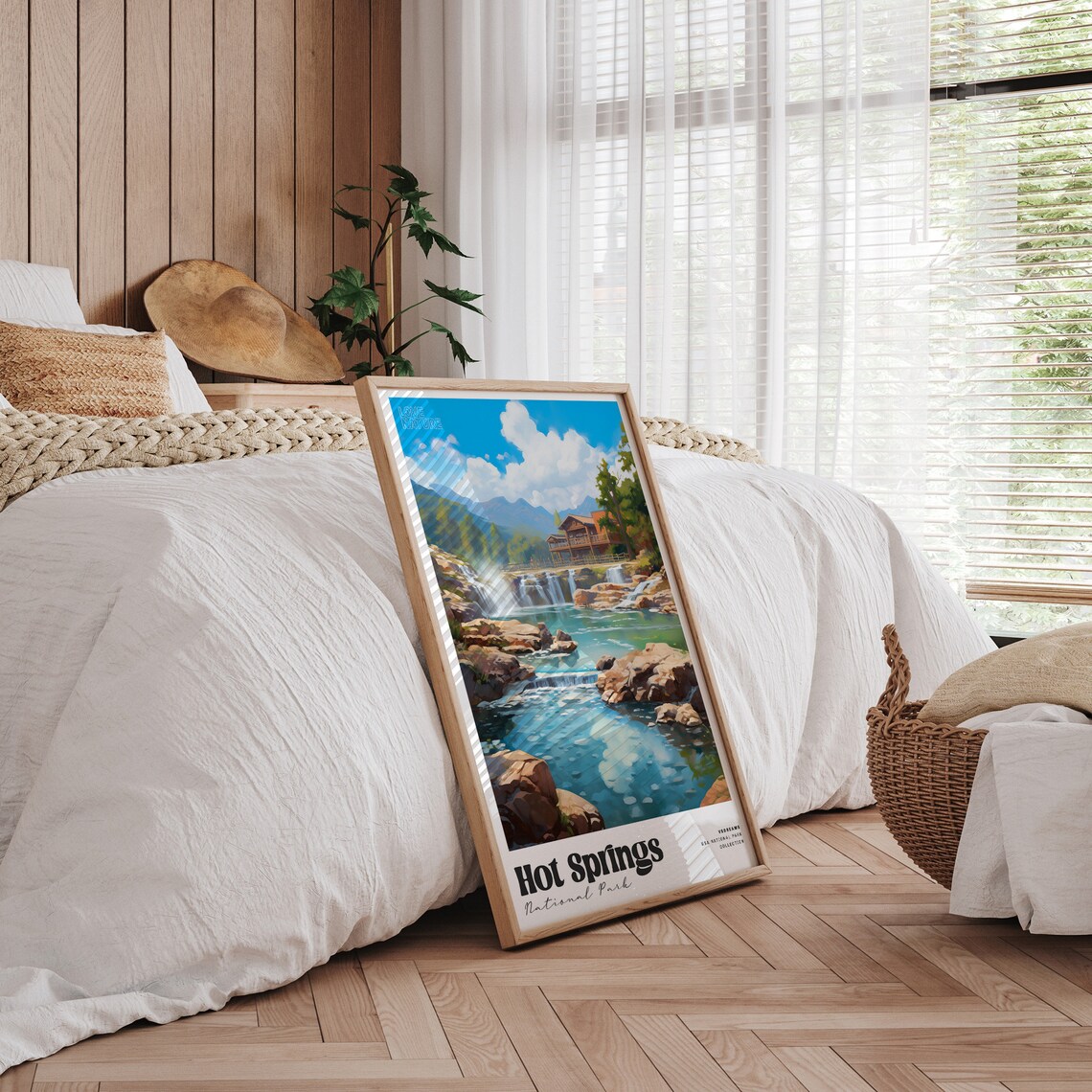 Hot Springs National Park Waterfall Lodge Vintage Travel Poster - Image 3