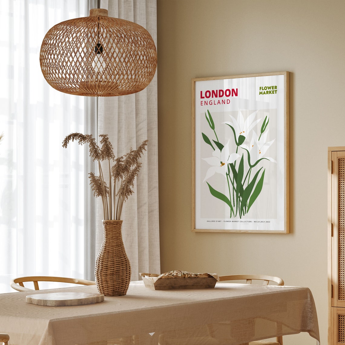 London England White Lily Flower Market Botanical Gallery Poster - Image 4