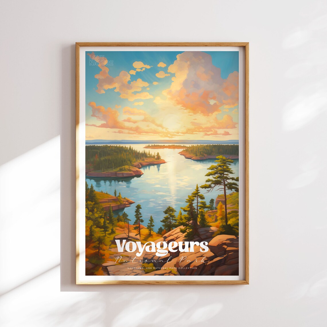 Voyageurs National Park Sunset Lake Island Pines Landscape Poster